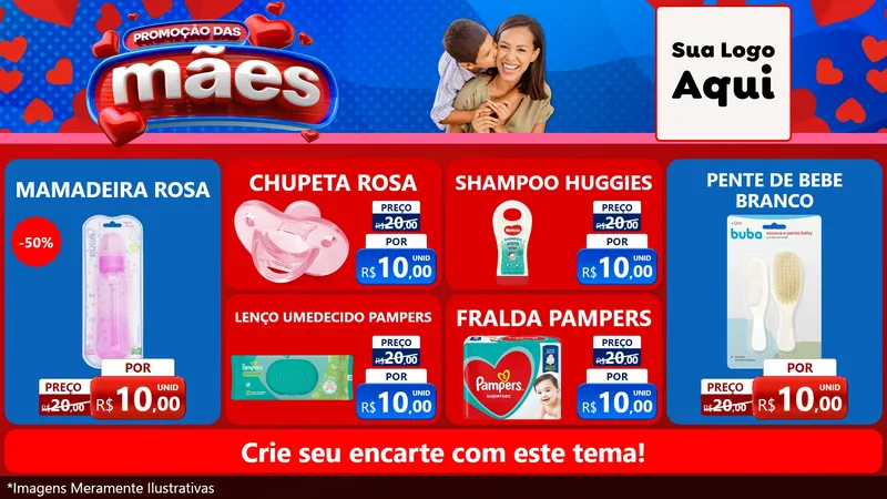 Modelo de TV para TV Horizontal com o tema Promoção das Mães para Bebês