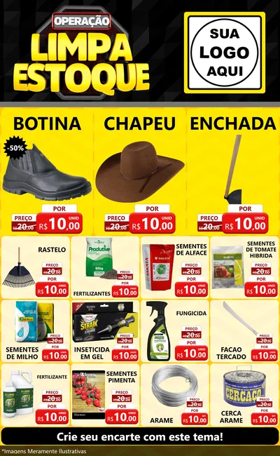 Modelo de Encarte para Encarte Grande com o tema Operação Limpa Estoque para Agropecuária
