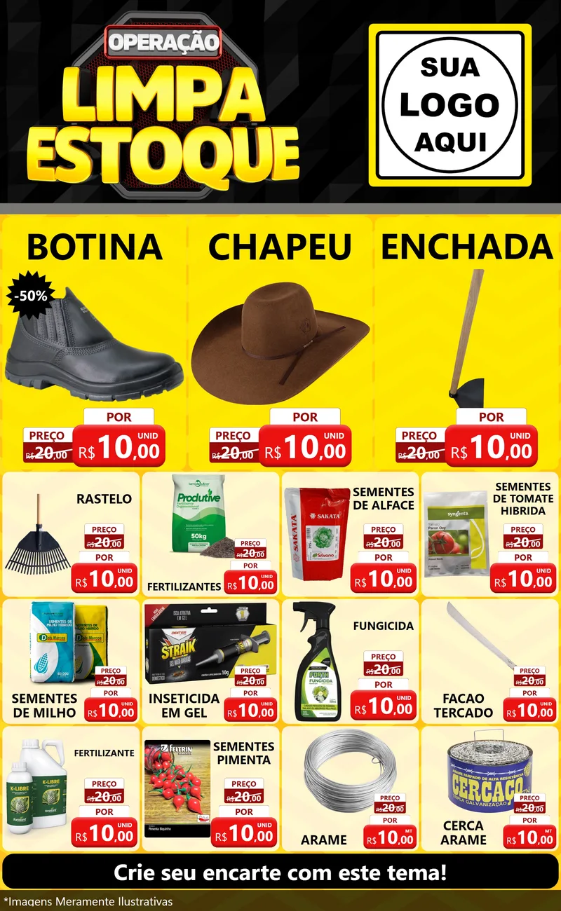 Modelo de Encarte para Encarte Grande com o tema Operação Limpa Estoque para Agropecuária