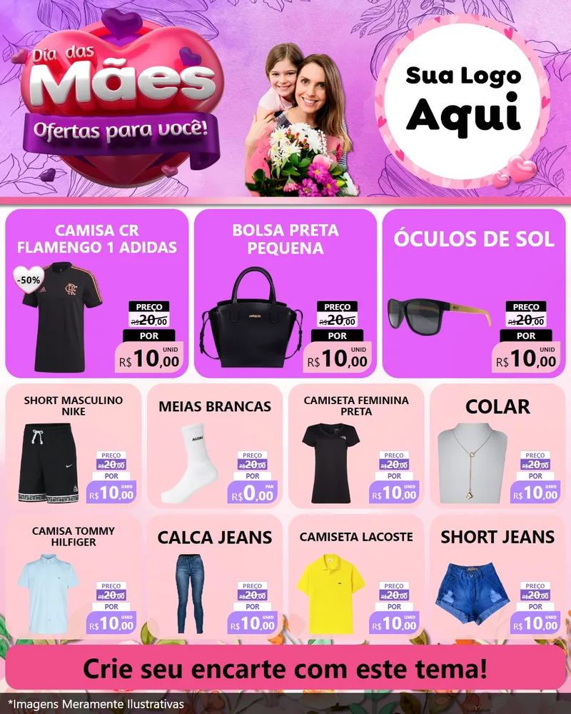 Modelo de Rede Social para Feed Instagram com o tema Dia das Mães Ofertas para Você! para Roupas e acessórios