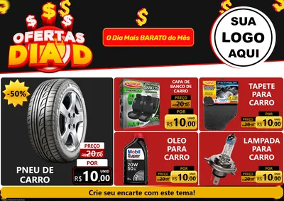 Modelo de Encarte para Encarte A4 Horizontal com o tema Ofertas Dia D para Auto peças