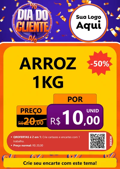 Modelo de Cartaz para Cartaz A4 Vertical com o tema Dia do Cliente para Supermercado