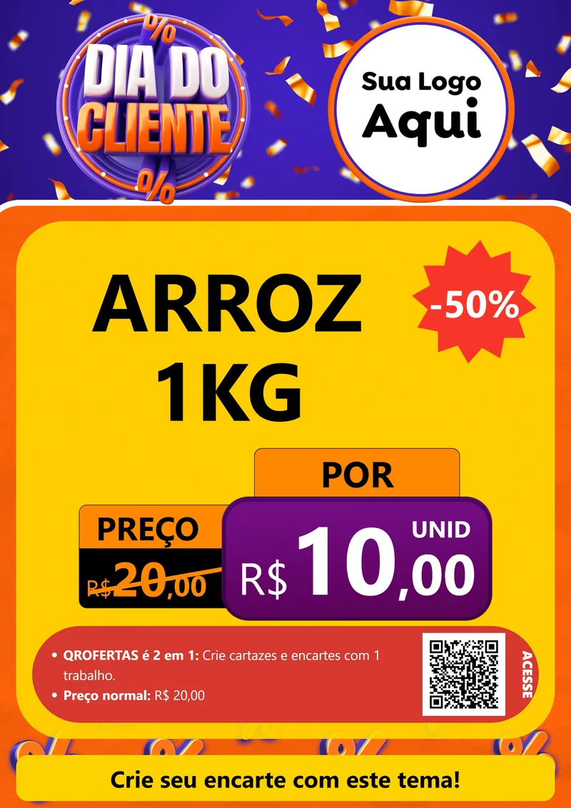 Modelo de Cartaz para Cartaz A4 Vertical com o tema Dia do Cliente para Supermercado