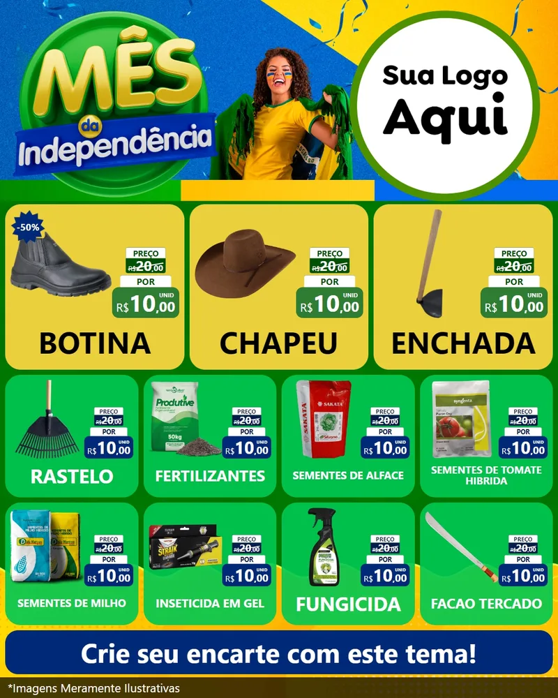 Modelo de Rede Social para Feed Instagram com o tema Mês da Independência para Agropecuária