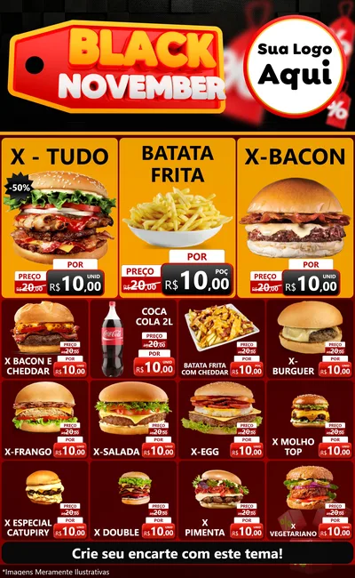 Modelo de Encarte para Encarte Grande com o tema Black November para Hamburgueria