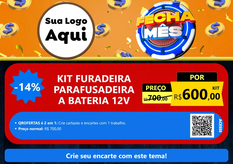 Modelo de Cartaz para Cartaz A4 Horizontal com o tema Fecha Mês para Maquinas e Ferramentas