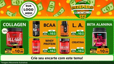 Modelo de TV para TV Horizontal com o tema Comece Dezembro Economizando para Suplementos alimentares