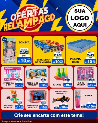 Modelo de Rede Social para Feed Instagram com o tema Ofertas Relâmpago para Brinquedos