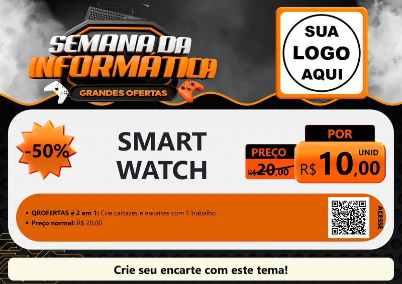 Modelo de Cartaz para Cartaz A4 Horizontal com o tema Semana da Informática - Grandes Ofertas para Informática