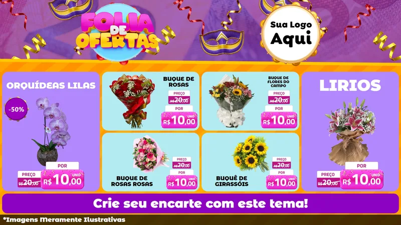 Modelo de TV para TV Horizontal com o tema Folia de Ofertas para Floricultura e jardim