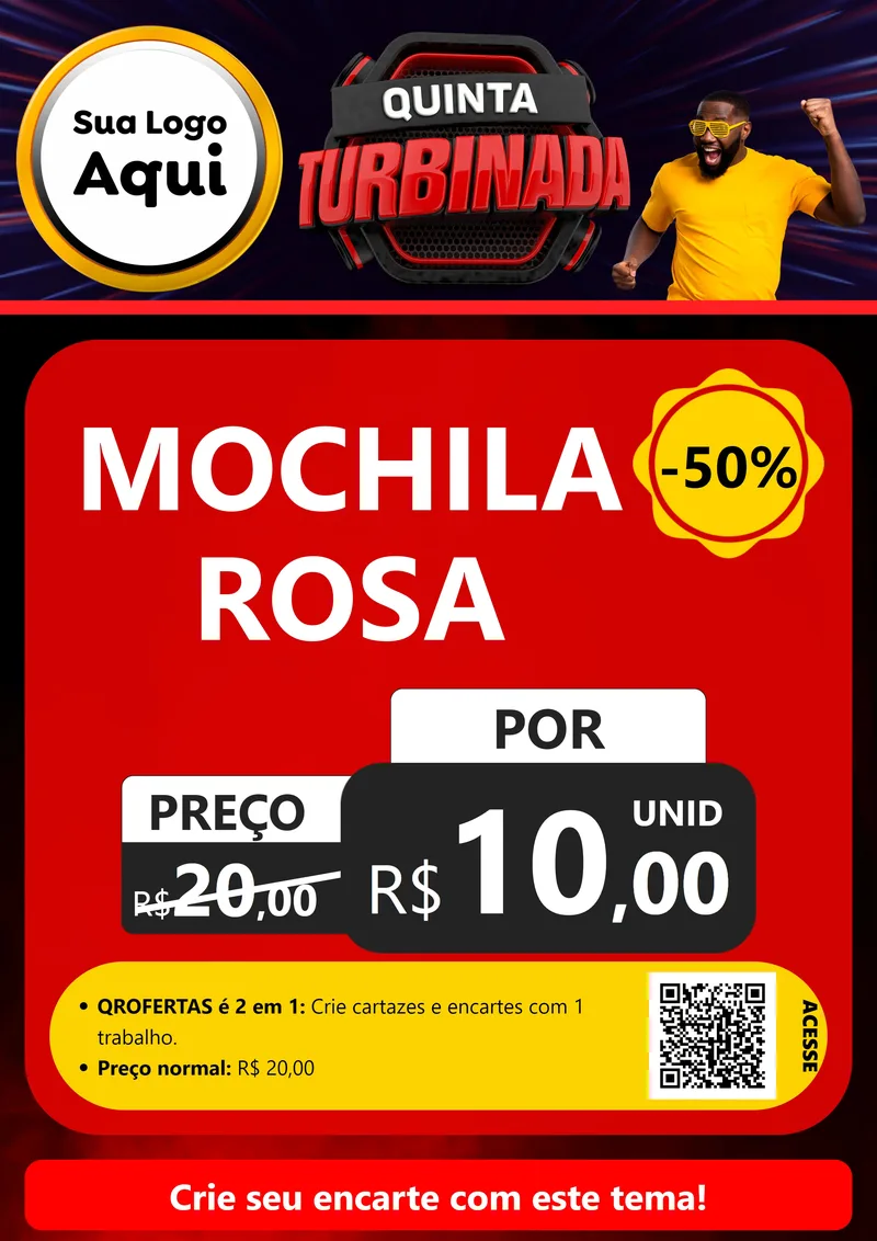 Modelo de Cartaz para Cartaz A4 Vertical com o tema Quinta Turbinada para Papelaria