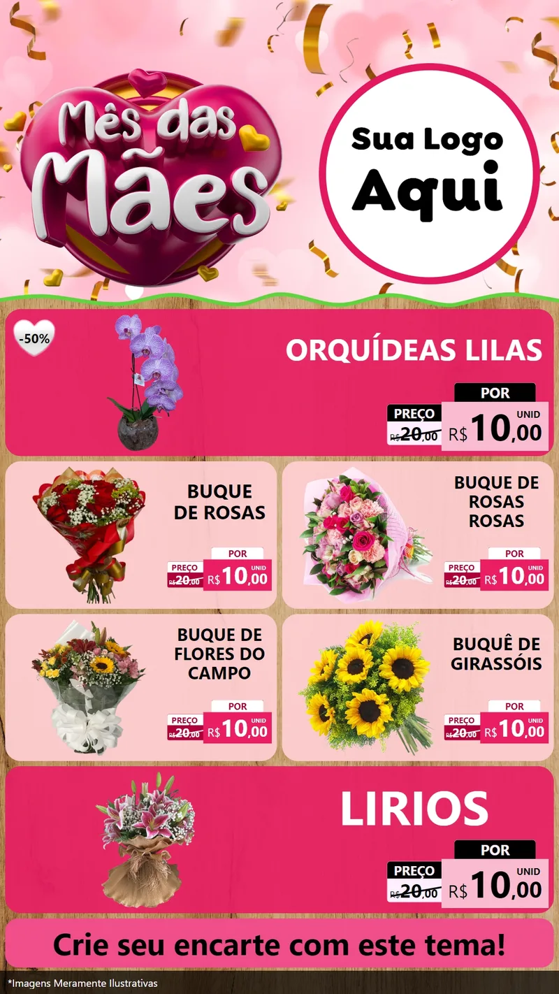 Modelo de TV para TV Vertical com o tema Mês das Mães para Floricultura e jardim
