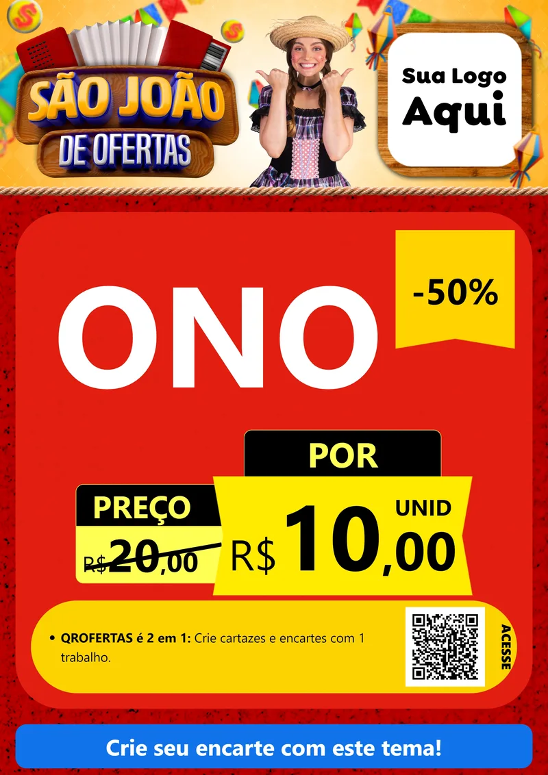 Modelo de Cartaz para Cartaz A4 Vertical com o tema São João de Ofertas para Óticas