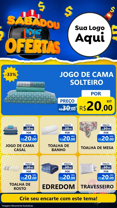 Modelo de Rede Social para Stories com o tema Sabadou de Ofertas para Cama, Mesa e Banho