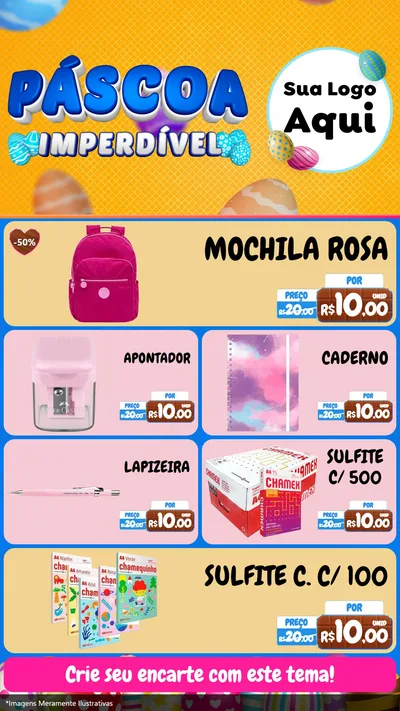 Modelo de TV para TV Vertical com o tema Páscoa Imperdível para Papelaria