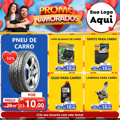 Modelo de Rede Social para Feed Facebook com o tema Promo dos Namorados para Auto peças