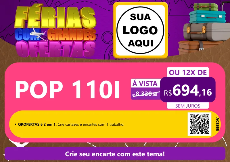 Modelo de Cartaz para Cartaz A4 Horizontal com o tema Férias com Grandes Ofertas para Concessionaria de Motos
