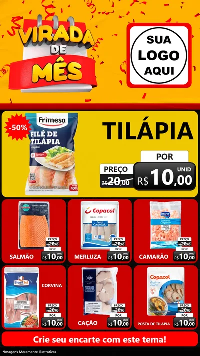 Modelo de Rede Social para Stories com o tema Virada de Mês para Peixaria