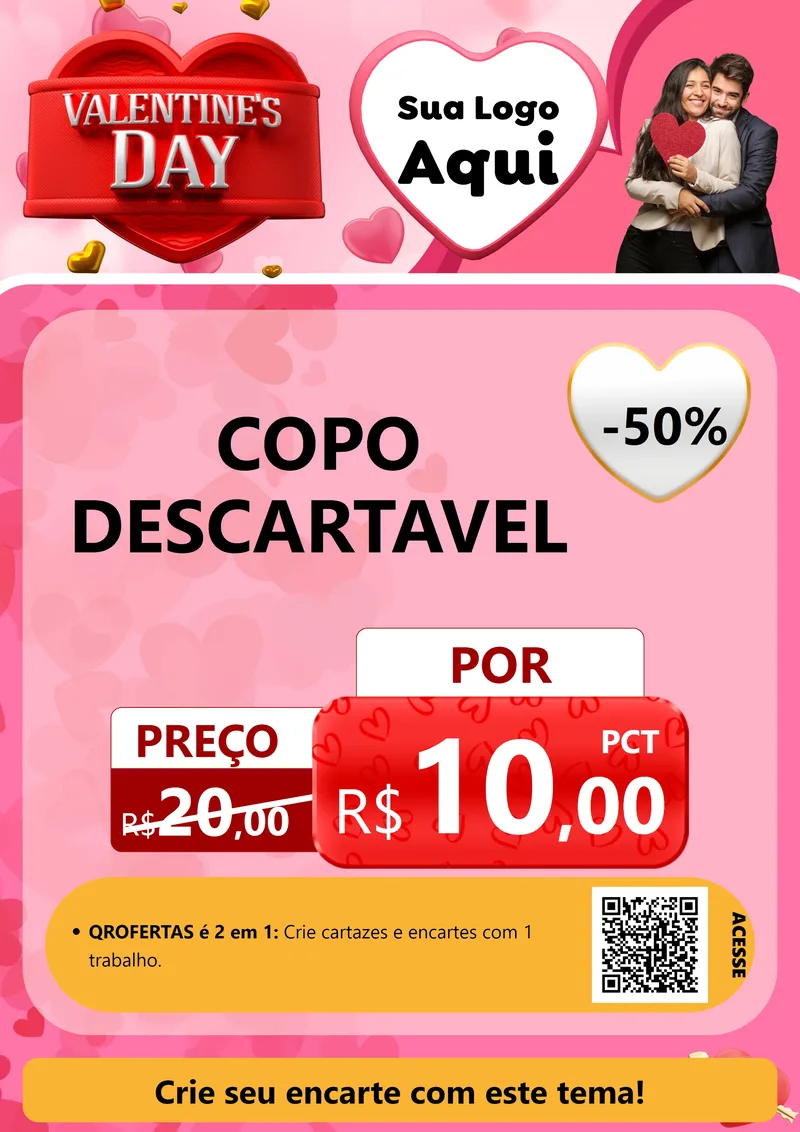 Modelo de Cartaz para Cartaz A4 Vertical com o tema Valentine's Day para Embalagens