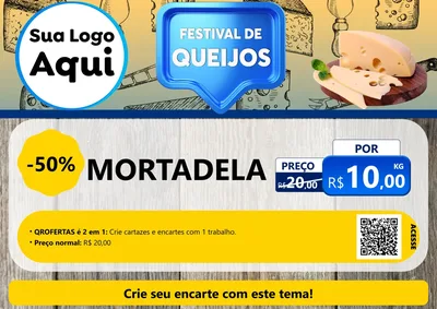 Modelo de Cartaz para Cartaz A4 Horizontal com o tema Festival de Queijos para Frios e Laticínios