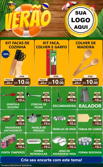 Modelo de Encarte para Encarte Grande com o tema Verão para Utilidades Domésticas