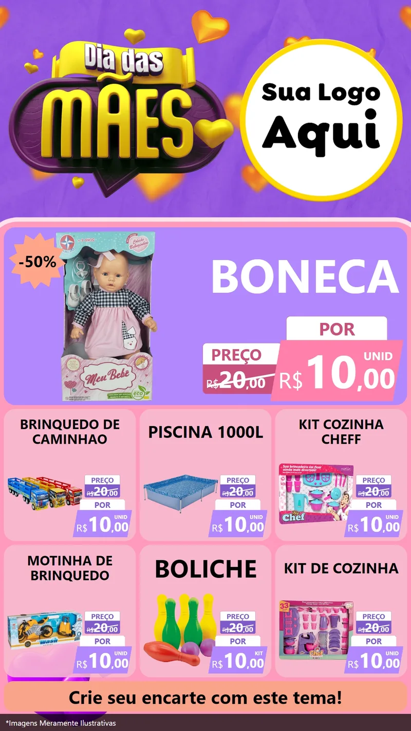 Modelo de Rede Social para Stories com o tema Dia das Mães para Brinquedos