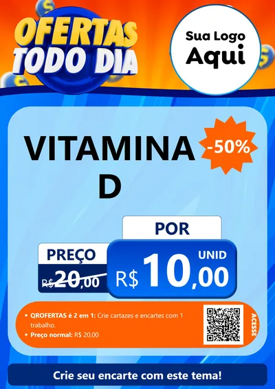 Modelo de Cartaz para Cartaz A4 Vertical com o tema Ofertas Todo Dia para Farmácia