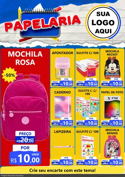 Modelo de Encarte para Encarte A4 Vertical com o tema Papelaria para Papelaria