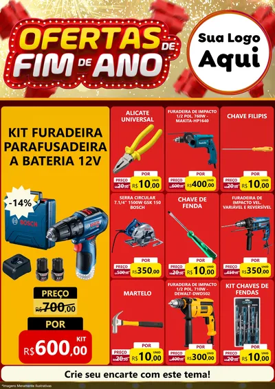Modelo de Encarte para Encarte A4 Vertical com o tema Ofertas de Fim de Ano para Maquinas e Ferramentas