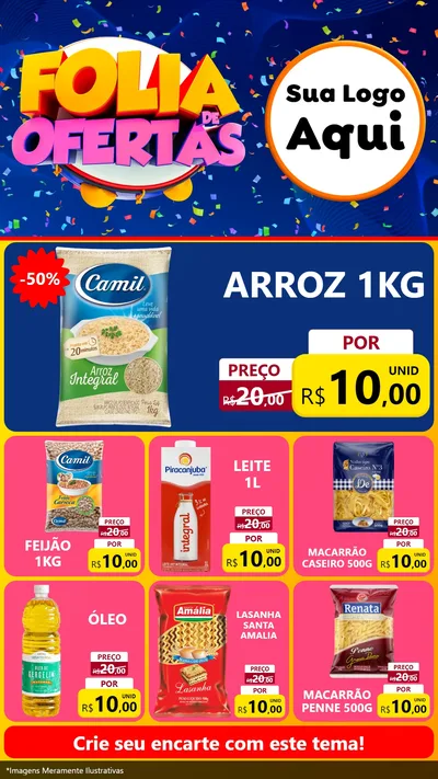 Modelo de Rede Social para Stories com o tema Folia de Ofertas para Supermercado