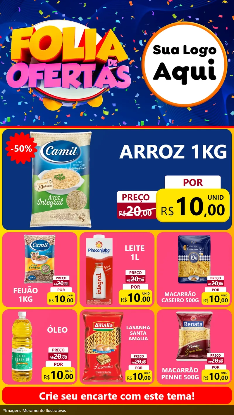 Modelo de Rede Social para Stories com o tema Folia de Ofertas para Supermercado