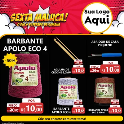Modelo de Rede Social para Feed Facebook com o tema Sexta Maluca! para Armarinho e Aviamentos