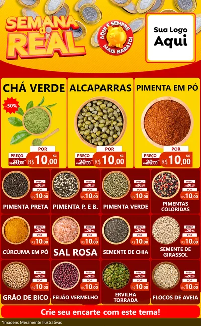 Modelo de Encarte para Encarte Grande com o tema Semana do Real para Produtos Naturais