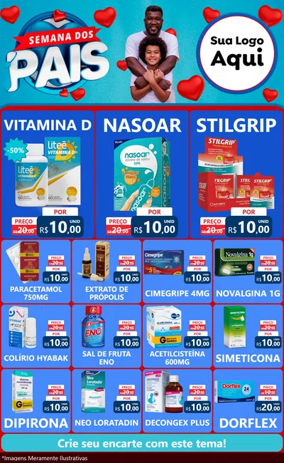 Modelo de Encarte para Encarte Grande com o tema Semana Dos Pais para Farmácia