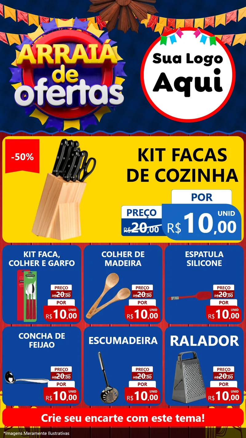 Modelo de Rede Social para Stories com o tema Arraiá de Ofertas para Utilidades Domésticas