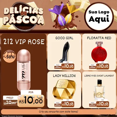 Modelo de Rede Social para Feed Facebook com o tema Delícias de Páscoa para Perfumes