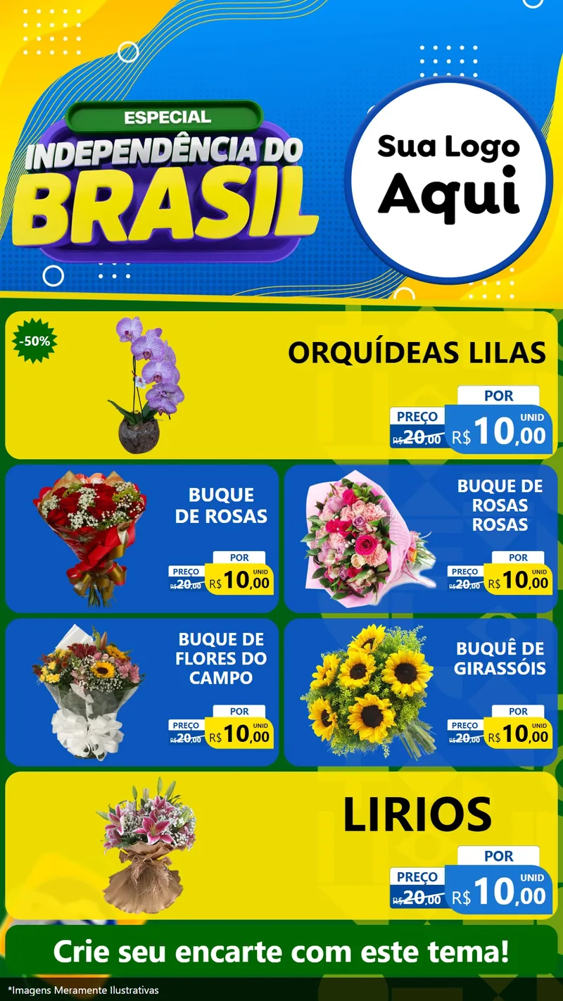 Modelo de TV para TV Vertical com o tema Especial Independência do Brasil para Floricultura e jardim
