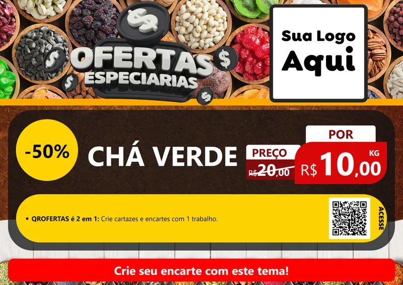 Modelo de Cartaz para Cartaz A4 Horizontal com o tema Ofertas Especiarias para Produtos Naturais