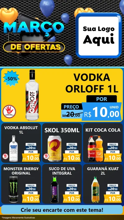 Modelo de Rede Social para Stories com o tema Março de Ofertas para Distribuidora de bebidas