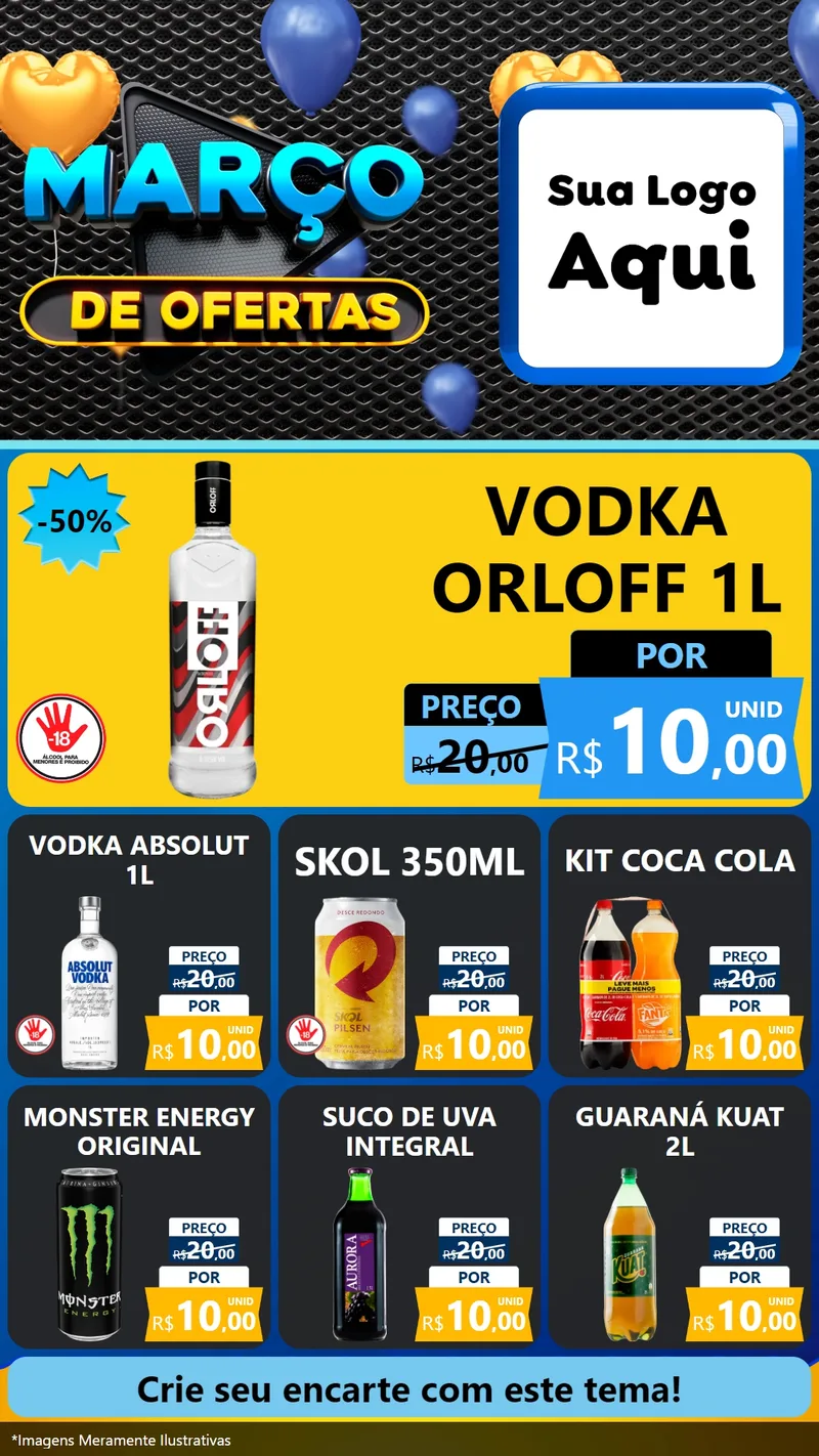 Modelo de Rede Social para Stories com o tema Março de Ofertas para Distribuidora de bebidas