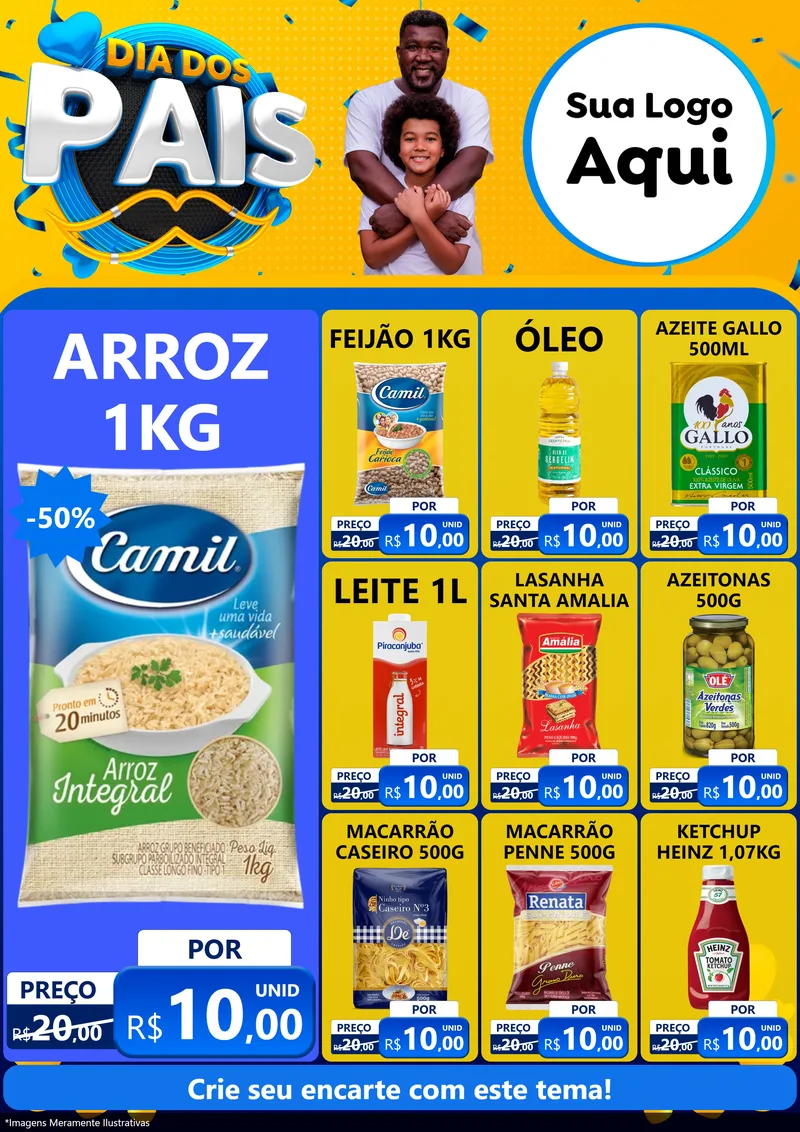 Modelo de Encarte para Encarte A4 Vertical com o tema Dia dos Pais para Supermercado