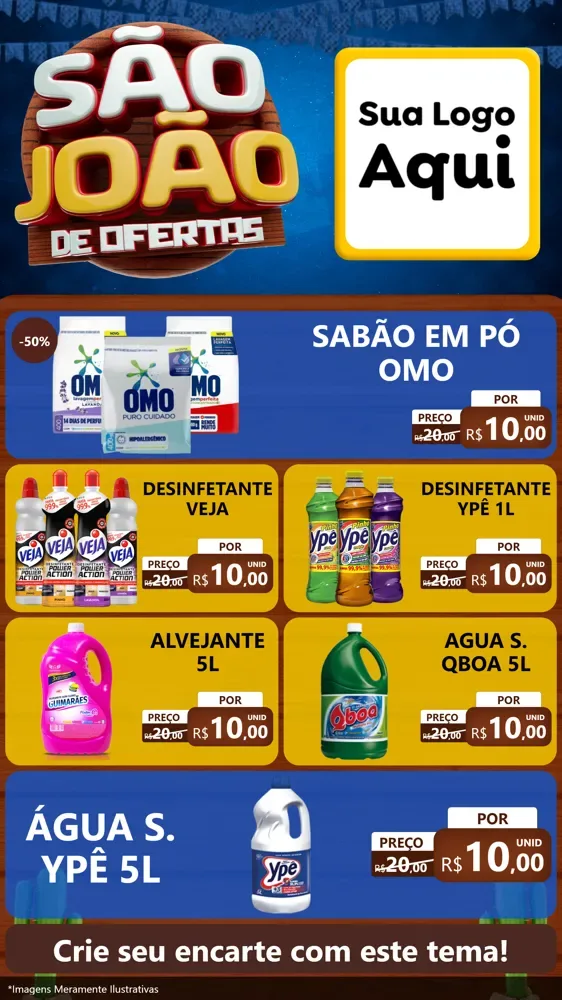 Modelo de TV para TV Vertical com o tema São João Ofertas Imbatíveis! - Junina para Produtos de Limpeza