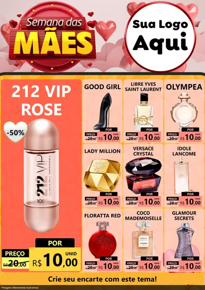 Modelo de Encarte para Encarte A4 Vertical com o tema Semana das Mães para Perfumes