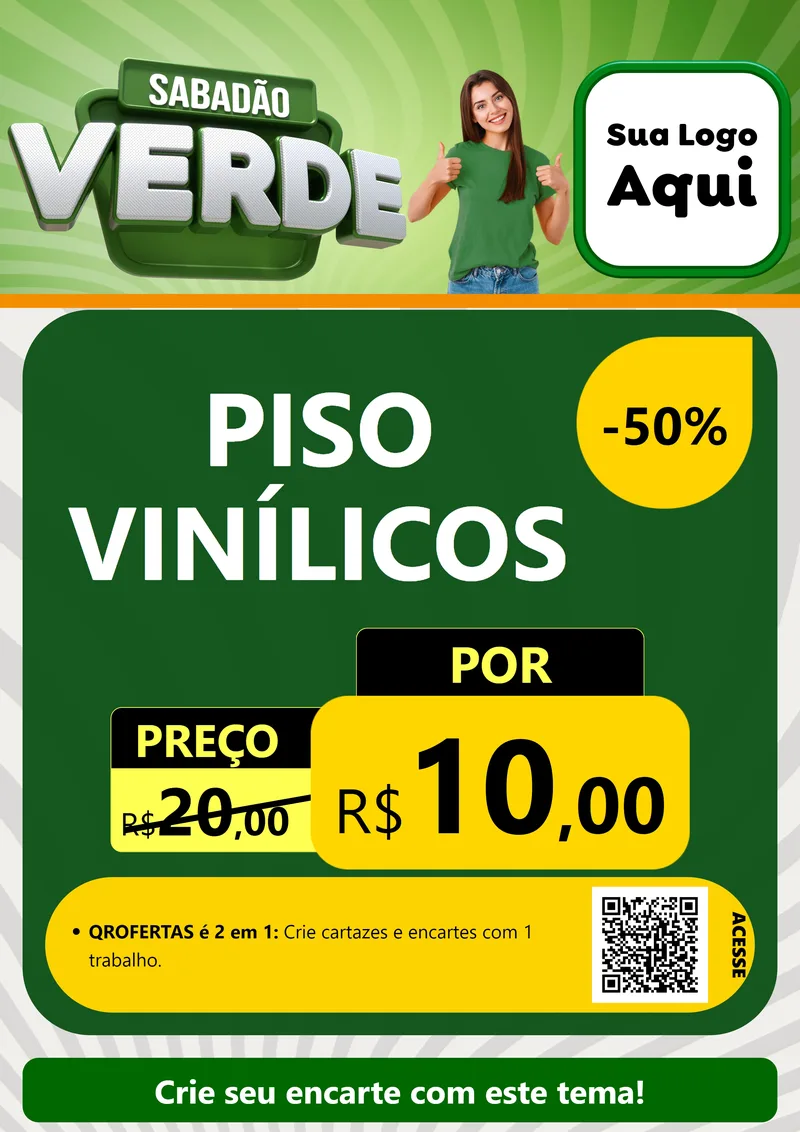 Modelo de Cartaz para Cartaz A4 Vertical com o tema Sabadão Verde para Material para Construção