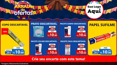 Modelo de TV para TV Horizontal com o tema Arraiá de Ofertas para Embalagens