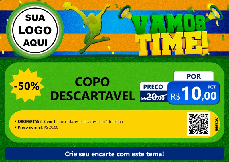 Modelo de Cartaz para Cartaz A4 Horizontal com o tema Vamos Time! para Embalagens