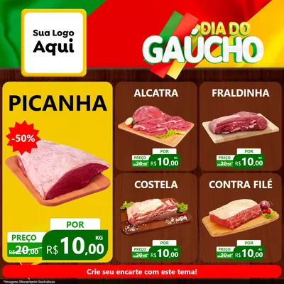 Modelo de Rede Social para Feed Facebook com o tema Dia do Gaúcho para Açougue