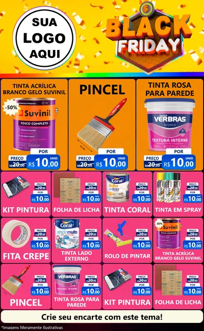 Modelo de Encarte para Encarte Grande com o tema Black Friday para Tintas e Ferramentas