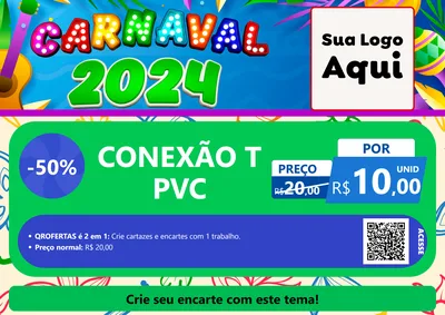Modelo de Cartaz para Cartaz A4 Horizontal com o tema Carnaval 2027 para Tubos e conexões
