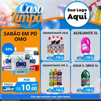 Modelo de Rede Social para Feed Facebook com o tema Casa Limpa para Produtos de Limpeza